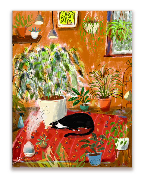 Indoor Kitty Vibes - Blank Card