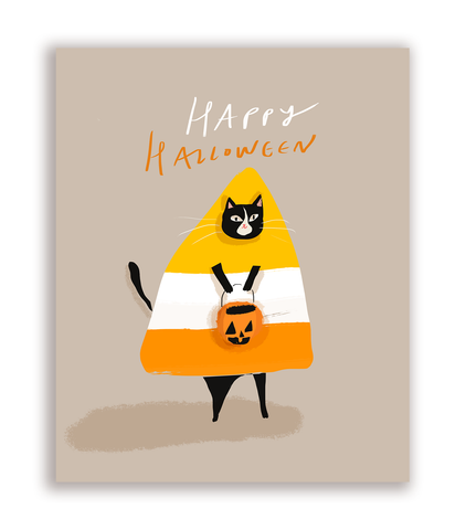 Candy Corn Cat - Happy Halloween
