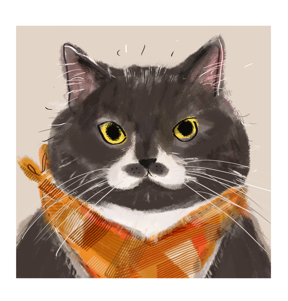 Big Head Cat Print