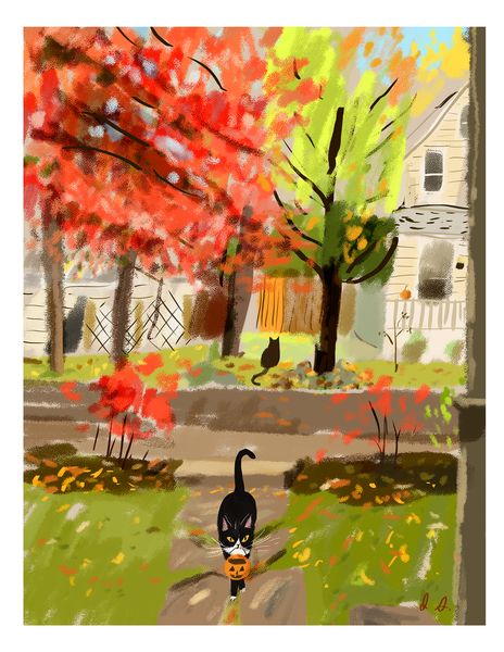 Fall Cat Print - Trick o' Treat