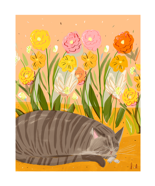 Garden Dreaming - Cat Print