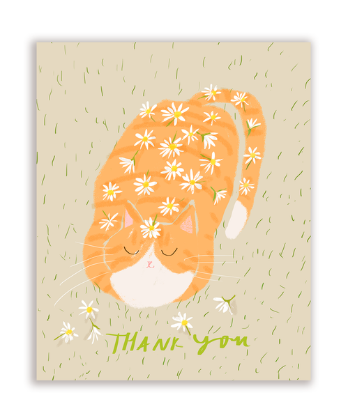 Flower Shower Thank You Cat Card