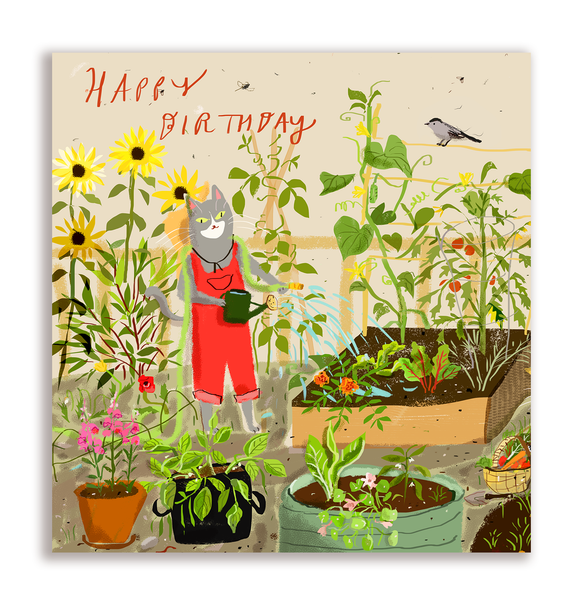 Happy Birthday Card - The Gardener - Square Card