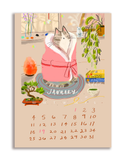 2026 Dancing Cat Calendar - Single Sheet