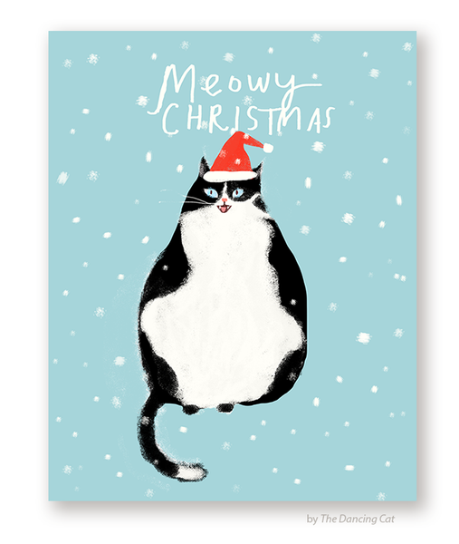 Meowy Christmas Cat Card - Big Tux