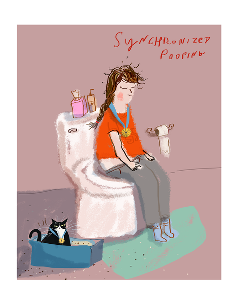 Synchronized Pooping - Cat Lady Olympics Print