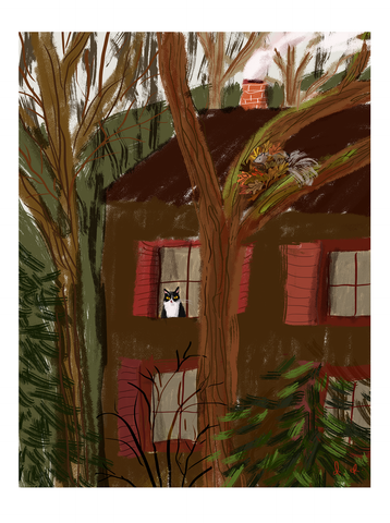 Tree House Cat Print