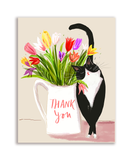 Thank You Tulip Cat Postcard - Set of 12