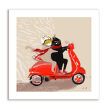 Vespa Cat Print - Enjoy the Ride