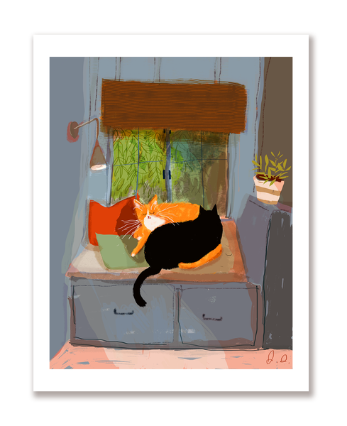 Window Seat Cat Print