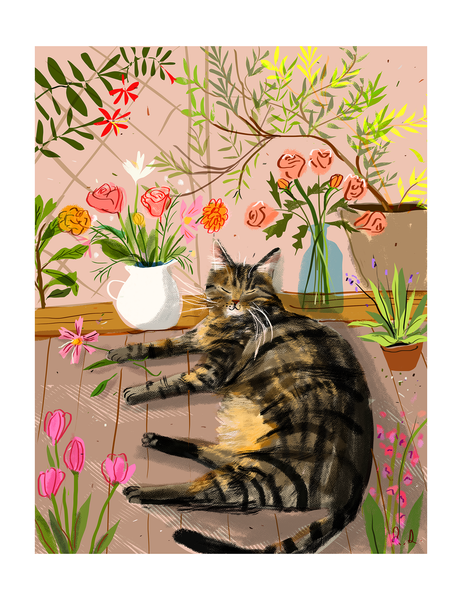 Flower Baby Cat Print
