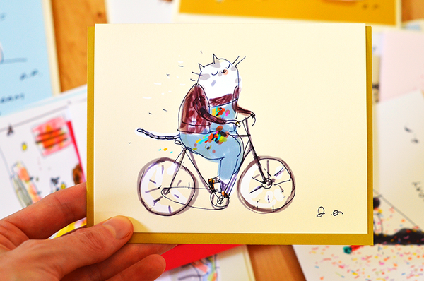 Studio Cat Card 4 - The Bike Rider - Studio Break