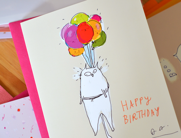 Balloon Ride- Birthday Cat Card