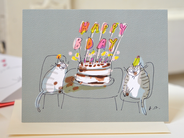 Birthday Candles Cat Card