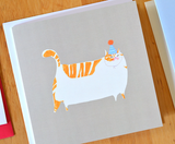 Orange Cat Bday Card- Square Card