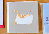 Orange Cat Bday Card- Square Card