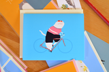 The Bike Rider Cat Card
