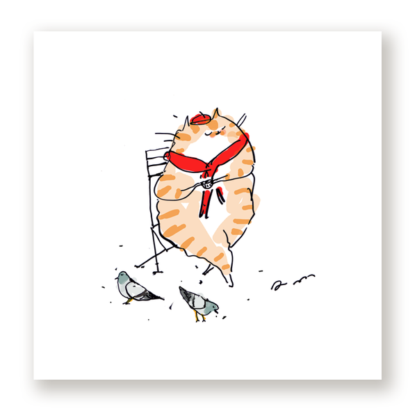 Bonjour Cafe Cat Print