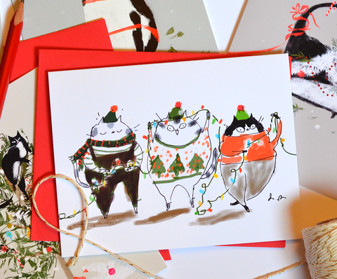 Deck the Halls- Christmas Cat Card