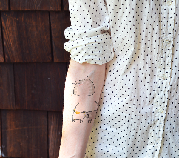 Happy Cat - Temporary Tattoo - Set of 2