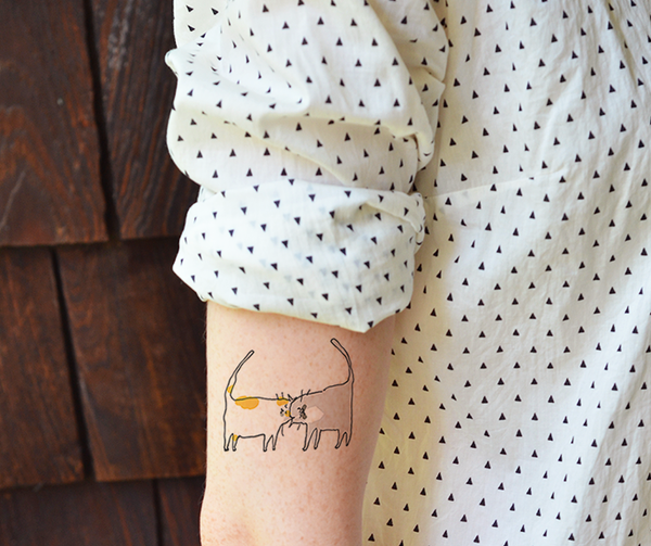 Headbutt Cats - Temporary Tattoo - Set of 2