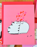 Valentine's Day Cat Cards - Set of 4 - Pink Set