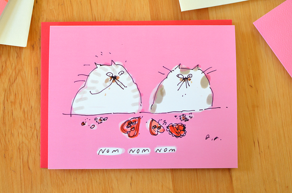 Nom Nom Nom - Valentine Card - Fat Cats