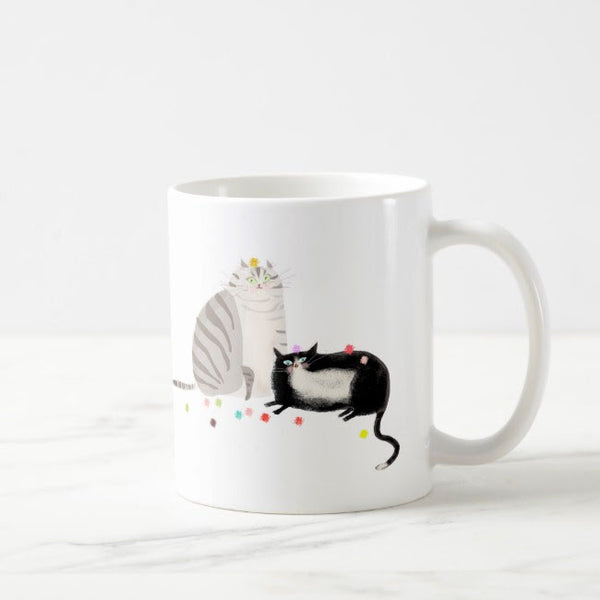 Grey & Tux Cat Mug- Party Balls