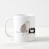 Grey & Tux Cat Mug- Party Balls