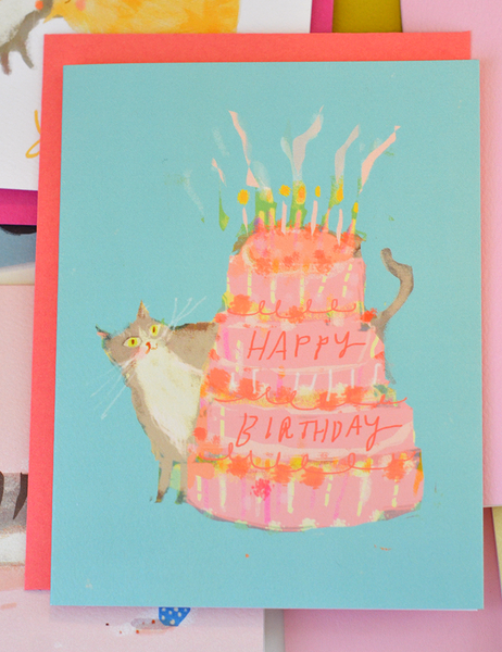 Cake & Cat Birthday Card