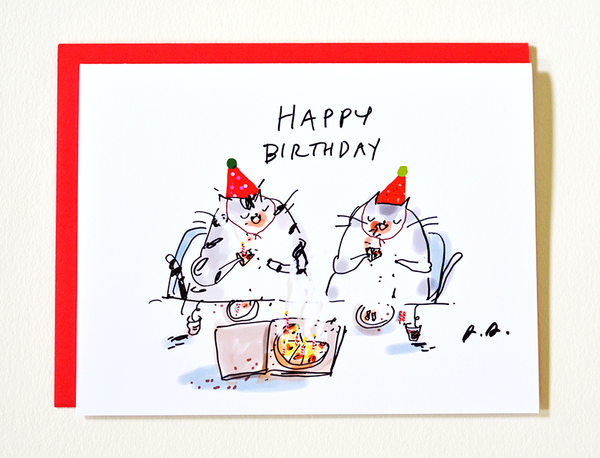 Pizza Cats Birthday Card