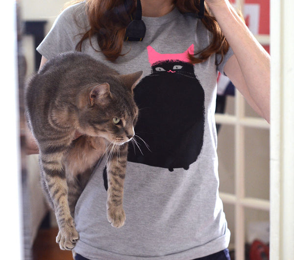 Pink Hat Cat Shirt - Pick Your Color