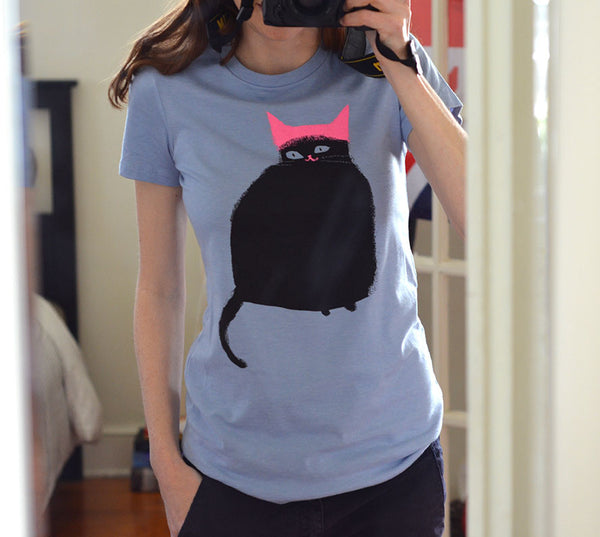 Pink Hat Cat Shirt - Pick Your Color