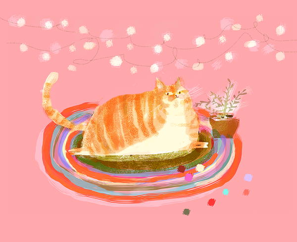 Rug Cat- Orange Tabby Print