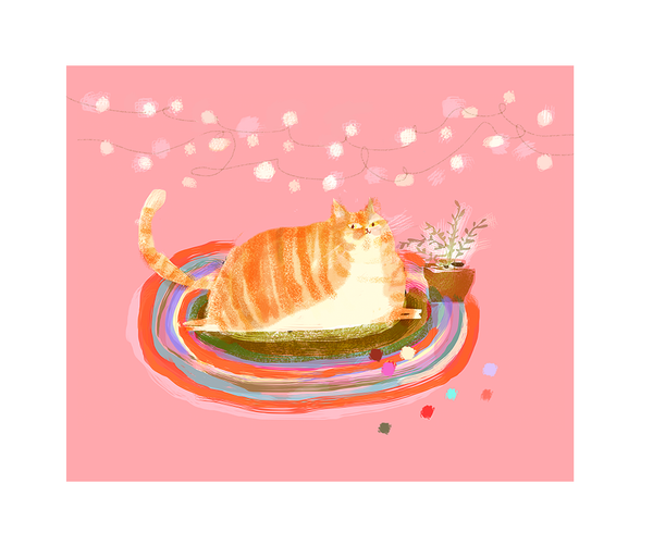 Rug Cat- Orange Tabby Print