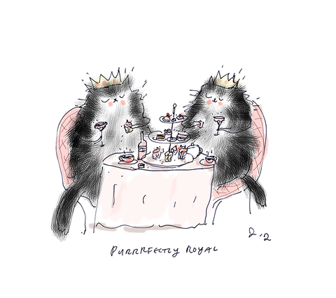 Puuurfectly Royal - Tea Party Cats - Cat Art