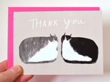 Double Cat Thank You Card - Mini Card