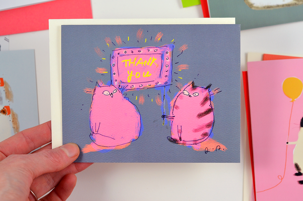 Thank You Cat Card - Neon Sign