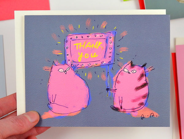 Thank You Cat Card - Neon Sign