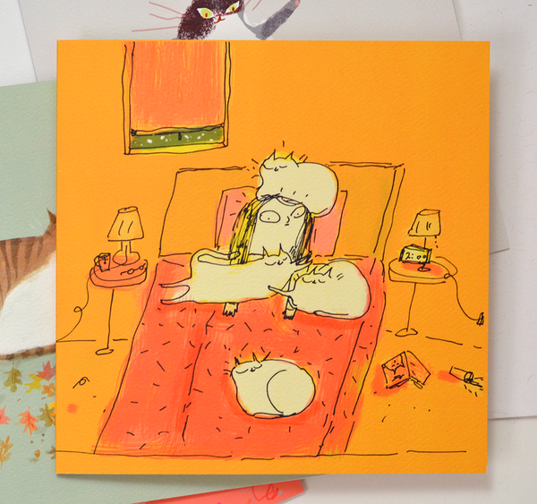 2 AM - Cat Lady Card - Square Card