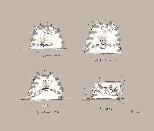 The Coffee Lover Cat Print