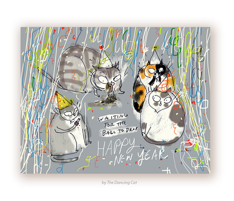 Waiting for the Ball to Drop - Happy New Year Card
