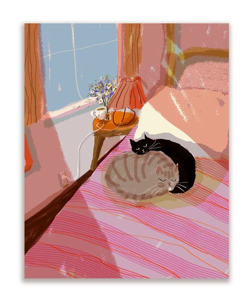 Bed Babies Cat Card