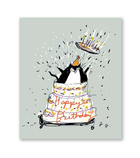 Giant Cake - Birthday Cat Card