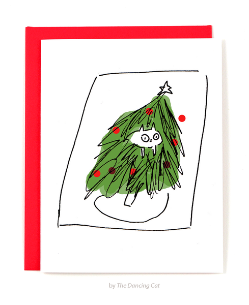 Christmas Card- Cat in tree