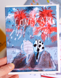 Congrats Cat Card - Fireworks