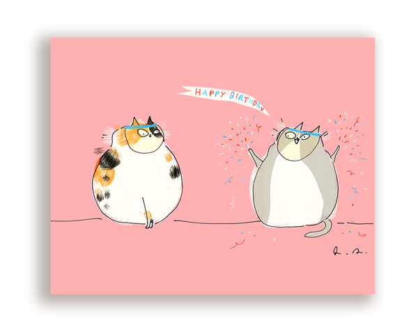 Socially Distanced Birthday Cat Card