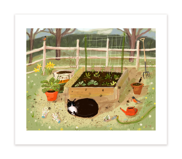Spring Garden Baby Cat Print