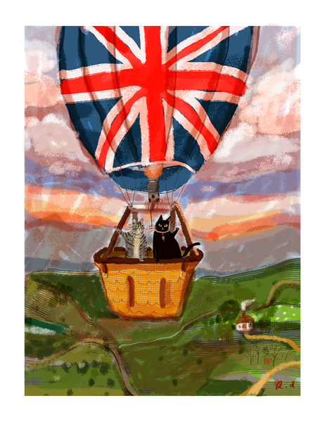 Hot Air Ballon Ride - Cat Print - Limited UK Edition