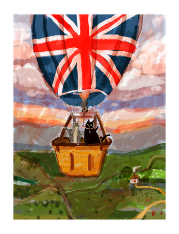 Hot Air Ballon Ride - Cat Print - Limited UK Edition